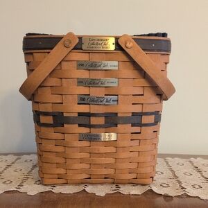 Woven Basket with Leather Accents